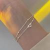 Pulsera Dulce Amor Chapada en Plata S925 para Mujer Estilo Coreano Temperamento Doble Capa Frijoles Redondos Cuentas de Luz Teléfono de Mano en Forma de Corazón