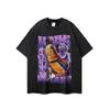 Estilo Urbano Americano Retrato de Estrella Estampado Lavado Vintage Camiseta de Manga Larga Unisex Marca de Moda Urbana Camiseta Básica