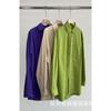 Look Adelgazante Normcore de Primavera 60 Hilos Alta Calidad Popelina de Algodón Peinado Moda Bolsillo de Solapa Móvil en la Esquina Pantalones Camisa Silueta Holgada Camisa de Capas para Mujer