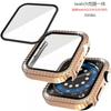 Adecuado para Apple appleWatch5/6/7/8/9 generación/SE caja de PC con doble fila de diamantes película integrada anticaída