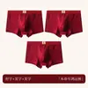 Cueca boxer de algodão vermelha para homens trazerem boa sorte em seu ano zodiacal, um presente de casamento festivo para namorado ou marido