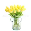Buquê de Tulipas Artificiais com Toque Realista, Flores Artificiais de PU, Buquê para Decoração de Sala de Estar Doméstica, Arranjo em Vaso, Flores Artificiais Atacado de Fabricante