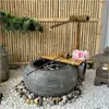 Cuenco de piedra japonés pila de piedra pecera guijarros fregadero elemento de agua jardín ciervo asustado bambú exterior cuenco de agua corriente estanque crear