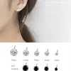 Pendientes Xiaoyinjia de Plata de Ley S925 Redondos de Circonita Diamante Brillante con Cuatro Garras, Simples y de Moda, Frescos y Versátiles Pendientes para el Trabajo