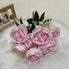 Ramo de 7 cabezas de rosa Austin Flores de seda de fábrica de alta gama directas Flores artificiales para exhibición en ventana del hogar