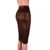 Comércio Exterior Russo Transfronteiriço Estilo Europeu e Americano Sexy Versátil Couro Sintético Cintura Alta Comprimento do Joelho com Fenda e Design Bodycon Atacado