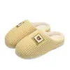 Pantuflas de Algodón Waffle para Mujer 2026 Nuevo Otoño e Invierno Felpa Cálida para el Hogar Interior Suela Suave Antideslizante Pantuflas de Algodón Felpa