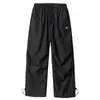 Em Estoque Secagem Rápida Respirável Sensação de Gelo Estilo Americano Roupa de Trabalho Paraquedista Calças Casuais para Homens, Largas Nicho Design de Cordão Calças Longas para Homens