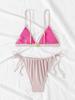 Nuevo Traje de Baño Transfronterizo Femenino Sexy Tirantes Color Sólido Bikini de Tres Puntos Dividido Traje de Baño de Comercio Exterior Europeo y Americano para Mujeres
