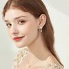 Aretes de Flor con Micro-Incrustaciones de Diamantes de Zirconia Rosa Brillante, Aretes Pequeños Dulces de Concha con Forma de Flor, Estilo Caliente de Douyin
