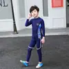Roupa de banho média e grande para meninos e meninas, calça de manga comprida, novo traje de mergulho dividido de secagem rápida com proteção solar, roupa de banho