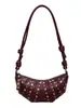 Bolso de Mano Mini de Moda con Tachuelas para Mujer, Bolso Croissant Retro Transfronterizo Nuevo, Diseño de Nicho, Bolso Cruzado para Hombro