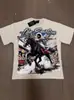 Comércio Exterior Transfronteiriço Atacado Nova Marca Tendência Estilo Americano Camiseta 280g de Manga Curta para Homens e Mulheres com Strass Estampado, Caimento Solto Manga Meia