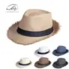 Sombrero de ala ancha de moda estilo coreano para mujer, Sombrero de paja de ala ancha para protección solar de verano de color liso, Sombrero de playa, Sombrero Jazz para hombre