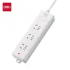 Deli 18174(03) Regleta Blanca Brillante 3 Tomas 3m / 1.98174m (1.8) Regleta Nueva Norma Nacional
