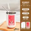Taza de Café de Acero Inoxidable 304 Estilo Dibujos Animados Camping al Aire Libre Picnic Taza para Bebidas Frías Oficina Chica Casa Taza con Popote