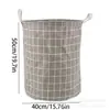 Cesto de Roupa Suja Doméstico Balde de Armazenamento de Brinquedos Tecido Vichy Algodão Linho Cesto de Roupa Suja Tamanho Grande Dobrável À Prova D'água Cesto de Armazenamento