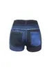 D9913 Amazon Calientes Europeos y Americanos Mujer Sexy Mujer Pantalones Cortos Ajustados Pantalones Cortos con Estampado de Mezclilla Pantalones de Yoga