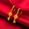 Nuevos Aretes de Tuerca de Gota de Agua para Mujer al por Mayor Chapados en Oro Chapado en Oro de 24k para Mujer Moneda de Amor con Aretes Colgantes