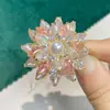 [Acessórios DIY] Broche de Lótus com zircônia microincrustada banhado a ouro cobre fivela de pino feminina porta-corsage vazio de pérola 7-8mm