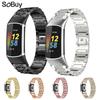 Fitbit charge5 Pulsera Pulsera de Tres Cuentas Reloj de Moda Charge 6 Correa Metálica de Acero Inoxidable con Diamantes