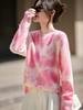 Suéter de Lana Retro Desgastado para Mujer en Otoño e Invierno Nuevo Estilo Estilo Perezoso Top de Punto Cepillado con Suéter Holgado de Manga Larga