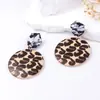 Brincos Redondos de Madeira com Estampa de Leopardo Geométricos Europeus e Americanos Exagerados Estilo Coreano Brincos Versáteis da Moda Acessórios