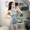 Roupas Ao Vivo para Celebrante de Internet Transfronteiriço Fantasia de Âncora Feminina Vestido Estampado Melhorado Sexy Cheongsam Cintura Apertada e Tendência