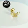 Piercing Labial Stud de Titânio F136 com Design de Flor Relâmpago e Cravação de Zircônia, Joia para Body Piercing com Corpo de Titânio de Grau Cirúrgico, Produto em Estoque do Fabricante