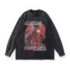 Camiseta de manga curta pesada americana por atacado transfronteiriço para homens verão e solto retro impresso hip-hop top de manga comprida