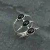 Huajie Moda Nova Transfronteiriça Anel Personalizado de Três Camadas com Design de Zircônia Preta Oval Anel Versátil de Alto Padrão Venda Direta
