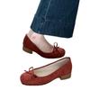 Zapatos de Tacón Grueso para Combinar con Faldas, Elegantes Zapatos de Mujer, Nuevos Zapatos de Salón Azules Estilo Francés con Lazo, Poco Profundos, para Primavera, Verano y Otoño 2026
