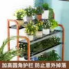 Estante para Flores con Escalones Reforzados, Multicapa, con Ruedas, de Pie, Hierro Forjado, para Uso en Interiores y Exteriores del Hogar, Adecuado para Plantas Verdes y Macetas