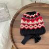 K-Style de celebridades da Internet Outono e inverno Novo estilo étnico retrô Balaclava infantil Proteção auricular Pulôver de malha Chapéu de lã