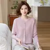 2026 Novo Estilo de Roupa para Mães de Meia-Idade e Idosas, Suéter de Tricô para Outono e Inverno, Novo Estilo Chinês, Tamanho Grande, Suéter Versátil e Elegante