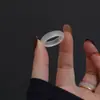 Anillo de Ágata Calcedonia Blanca Natural de Alta Calidad, Anillo Blanco de Ágata Blanca Congelada Lichi Luna Blanca, Anillo Ancho y Grueso para Hombres y Mujeres