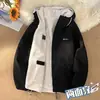 Nueva Chaqueta de Algodón Reversible para Hombre, Forrada de Borrego para Invierno, Engrosada de Lana de Cordero, Resistente al Agua, Abrigo de Algodón Cálido