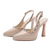 105-9 Zapatos Individuales de Plataforma con Tacón de Aguja Puntiagudo para Mujer, Sandalias de Tacón Alto con Remaches, Baotou Trasero Vacío, No Cansan los Pies