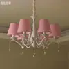 Lámpara de araña para habitación infantil nórdica, niña, princesa, pastoral, cálida, europea, lámpara de cristal rosa, lámpara principal para habitación de influencer, dormitorio
