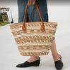 Bolsa Personalizada Artesanal, Bolsa de Palha em Cor Contrastante, Bolsa Tote Grande de Ombro Feminina, Bolsa de Praia para Férias na Costa