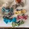 Presilha de Cabelo Grande Listrada com Laço Estilo Coreano, Grampo de Cabelo Tricotado Outono e Inverno, Presilha de Bico de Pato Preguiçoso, Presilha de Garra para Rabo de Cavalo Alto