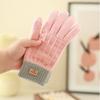 Guantes cálidos de invierno tejidos al estilo coreano, resistentes al frío, para montar en bicicleta, con pantalla táctil, cálidos, antideslizantes, con forro polar, gruesos, de jacquard bicolor.