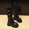 ZDW5025-3 Botas Altas Engrossadas de Fundo Pequeno para Crianças Outono 2024 Novas Botas Altas com Fivela de Cinto