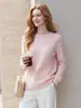 Ropa única y elegante / Suéter de punto de lana amarillo de manga larga para mujer, colección de otoño, suave y delicado, corte holgado, cuello redondo
