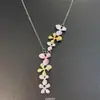 Collar Asimétrico de Flores Coloridas Vintage para Mujer, Estilo Vintage de Alta Gama, Lujo Ligero, Cadena para Clavícula de Nicho