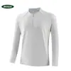 Nova blusa de moletom sem costura, alta elasticidade, com zíper parcial e gola alta, para outono e inverno, para homens e mulheres, adequada para esportes ao ar livre, fitness e uso casual