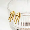 Moda Cruzada Europeia e Americana Ouro 18k Aço Inoxidável Dourado Lava Gota d'Água Pérola Líquida Brincos Irregulares