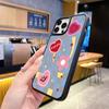 Funda Retro a Cuadros Florales para Teléfono para Apple 17Pm con Diseño de Cara Sonriente y Corazón, Acabado Mate Estilo Ins con Sensación de Metal Desnudo para iPhone 15