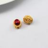 Gema turquesa incrustada hueca cuentas huecas pendientes DIY accesorios anillo pasador Accesorios Venta al por mayor