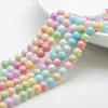 Nuevas cuentas redondas nacaradas de piedra blanca de 8MM, cuentas de vidrio, accesorios para joyería DIY, accesorios para pendientes, pulsera, collar
